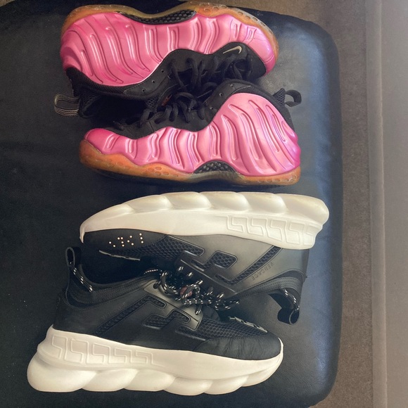 Versace Chain Reaction “Blk/Wht” sz 10 & Nike Foamposite One “Pink” sz 9 - Picture 1 of 10
